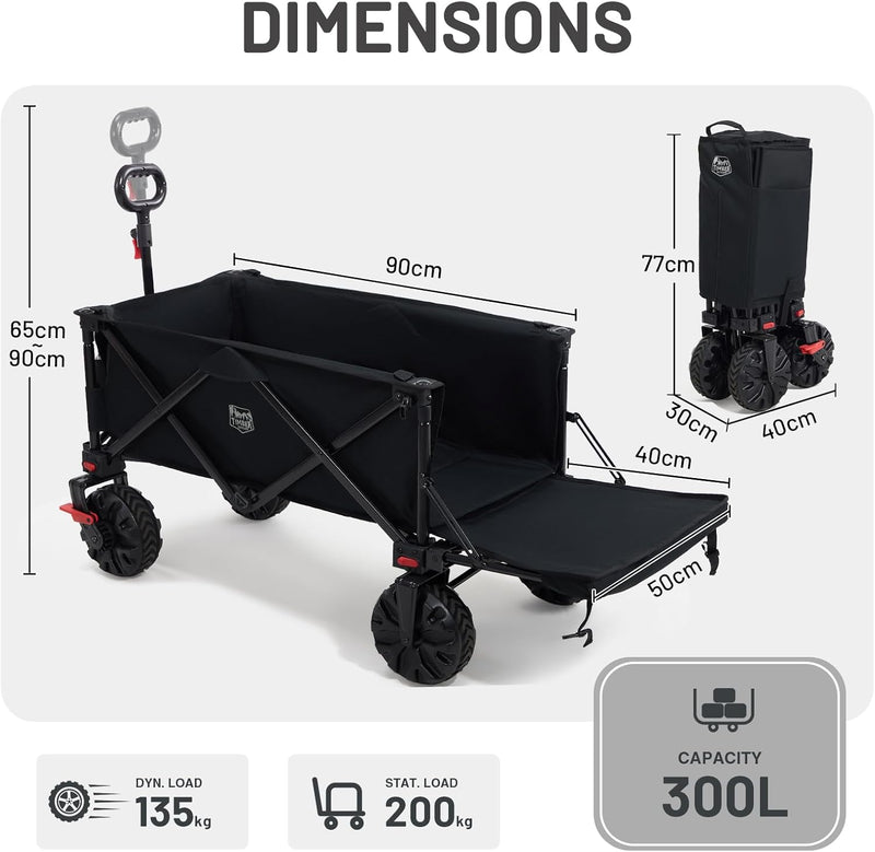 Trolley 300L with Brakes Folding Beach Cart Tailgate