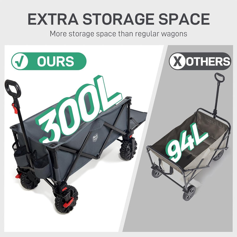 Trolley 300L with Brakes Folding Beach Cart Tailgate