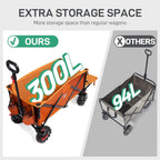 Trolley 300L Folding Beach Cart with Brakes Adjustable