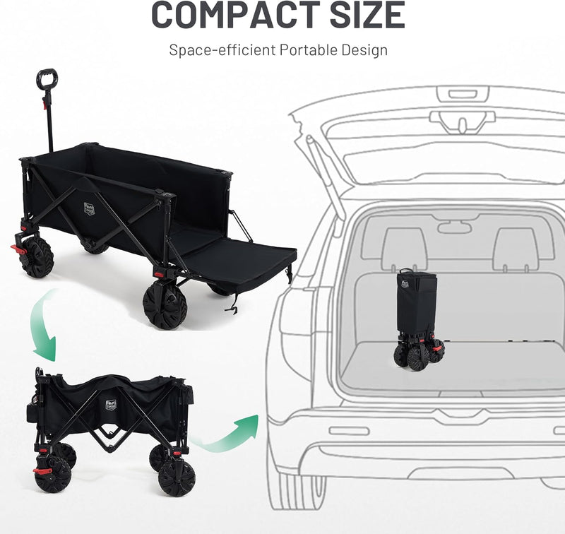 Trolley 300L with Brakes Folding Beach Cart Tailgate