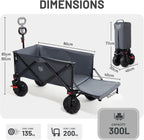 Trolley 300L Folding Beach Cart with Brakes Adjustable