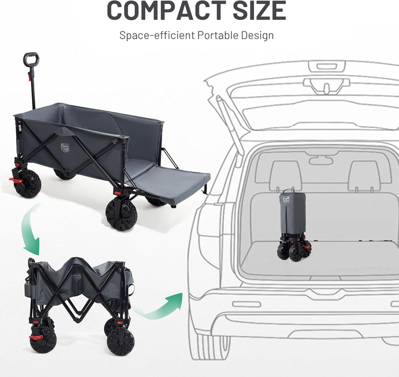 Trolley 300L with Brakes Folding Beach Cart Tailgate