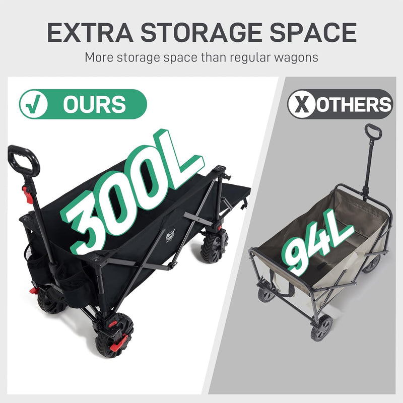 Trolley 300L with Brakes Folding Beach Cart Tailgate