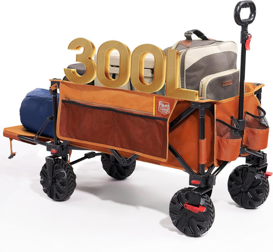 Trolley 300L Folding Beach Cart with Brakes Adjustable