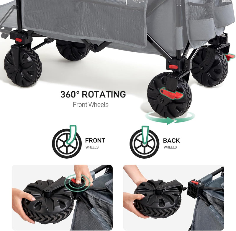 Trolley 300L with Brakes Folding Beach Cart Tailgate