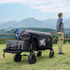 Trolley 300L Folding Beach Cart with Brakes Adjustable