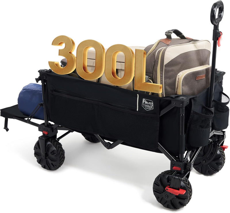 Trolley 300L with Brakes Folding Beach Cart Tailgate