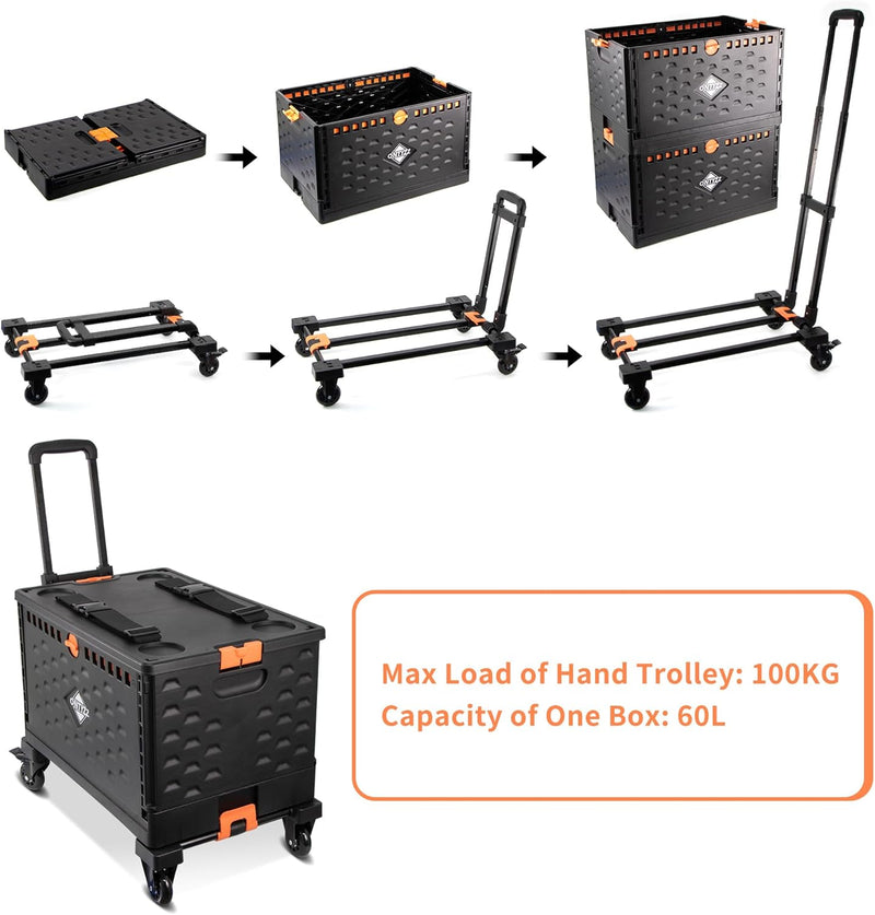 Trolley Foldable Utility Cart Wagon with One Separate