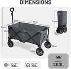 Trolley on Wheels with Adjustable Handle 200L Folding
