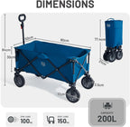 Trolley on Wheels with Adjustable Handle 200L Folding