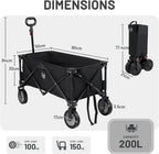 Trolley on Wheels with Adjustable Handle 200L Folding