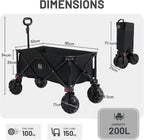Trolley on Wheels with Brakes 200L Foldable Camping