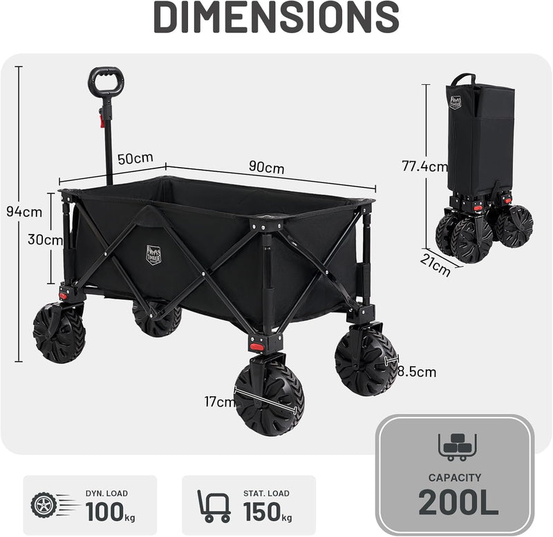 Festival Trolley on Wheels with Brakes 200L Foldable