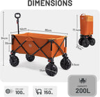 Trolley on Wheels with Brakes 200L Foldable Camping
