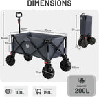 Trolley on Wheels with Brakes 200L Foldable Camping