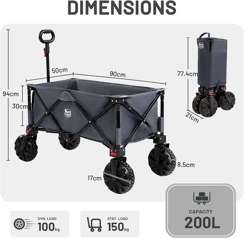 Festival Trolley on Wheels with Brakes 200L Foldable