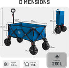 Trolley on Wheels with Brakes 200L Foldable Camping