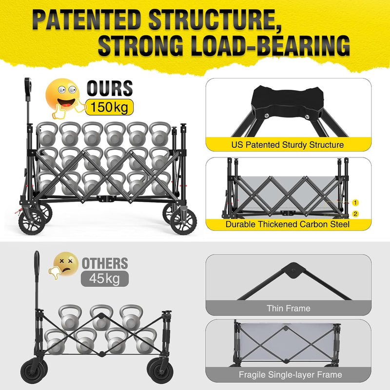 Trolley Cart with Brake 150L Folding Camping Adjustable
