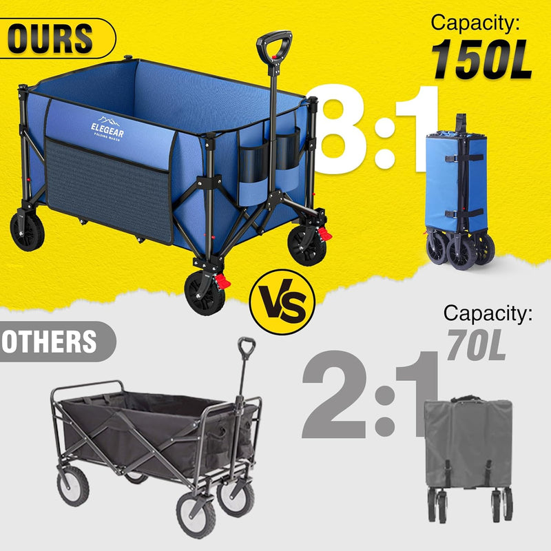 Trolley Cart with Brake 150L Folding Camping Adjustable