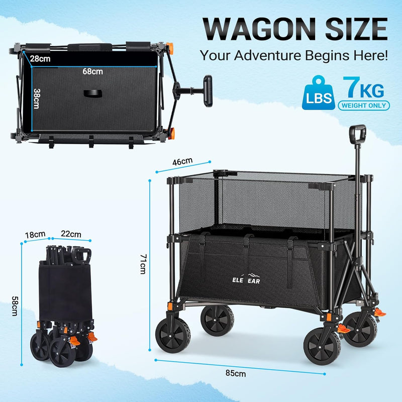 Trolley Cart with Brake 150L Folding Camping Adjustable