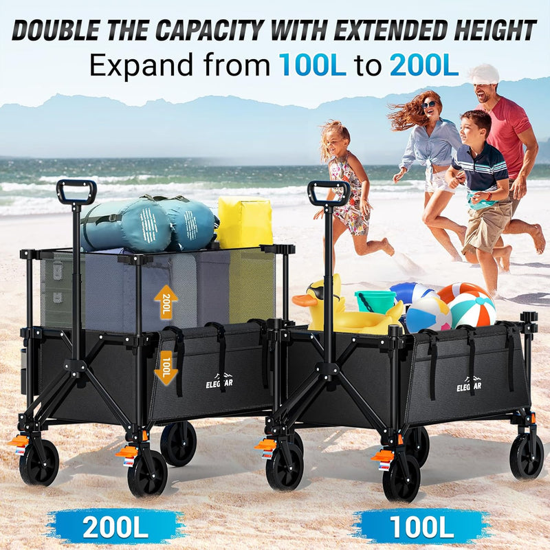 Trolley Cart with Brake 150L Folding Camping Adjustable