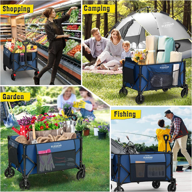 Trolley Cart with Brake 150L Folding Camping Adjustable