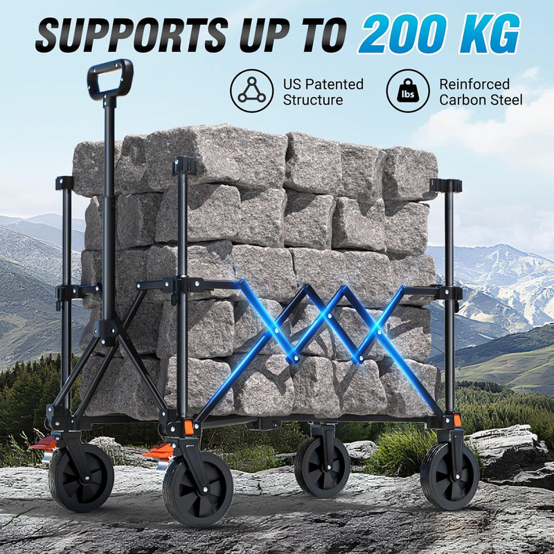 Trolley Cart with Brake 150L Folding Camping Adjustable