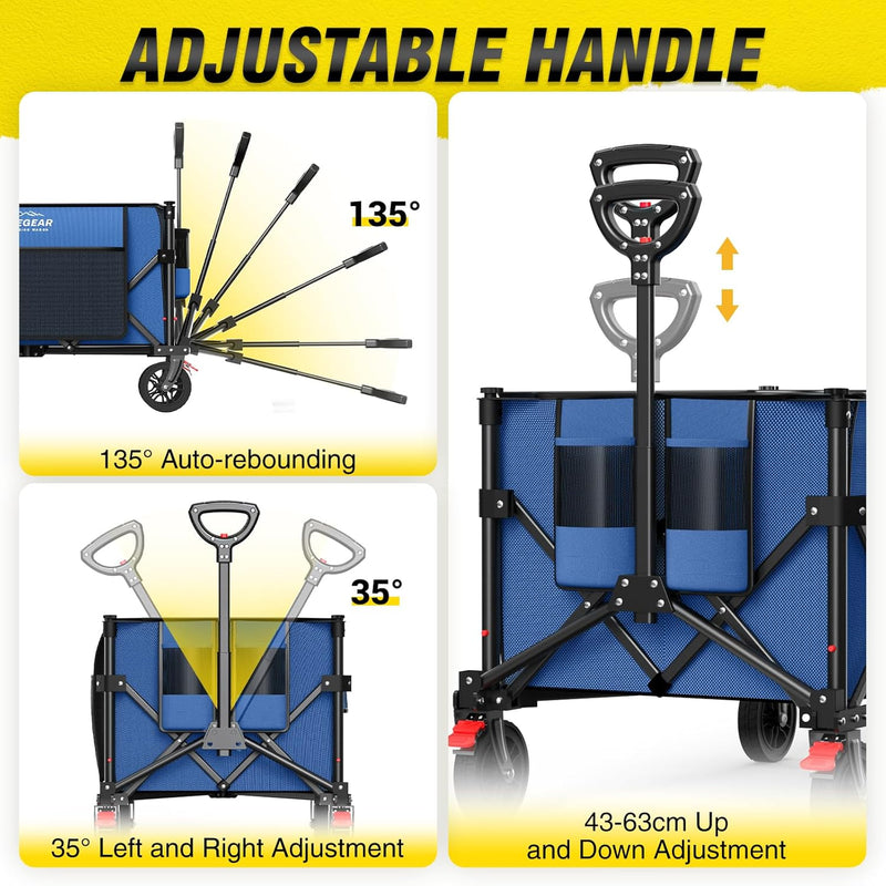 Trolley Cart with Brake 150L Folding Camping Adjustable