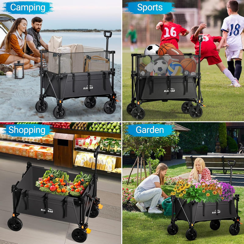 Trolley Cart with Brake 150L Folding Camping Adjustable