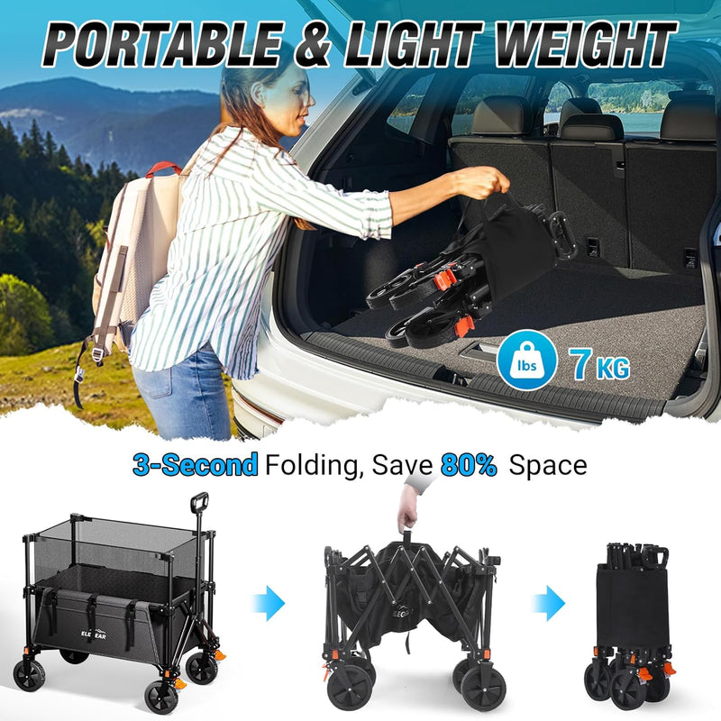 Trolley Cart with Brake 150L Folding Camping Adjustable