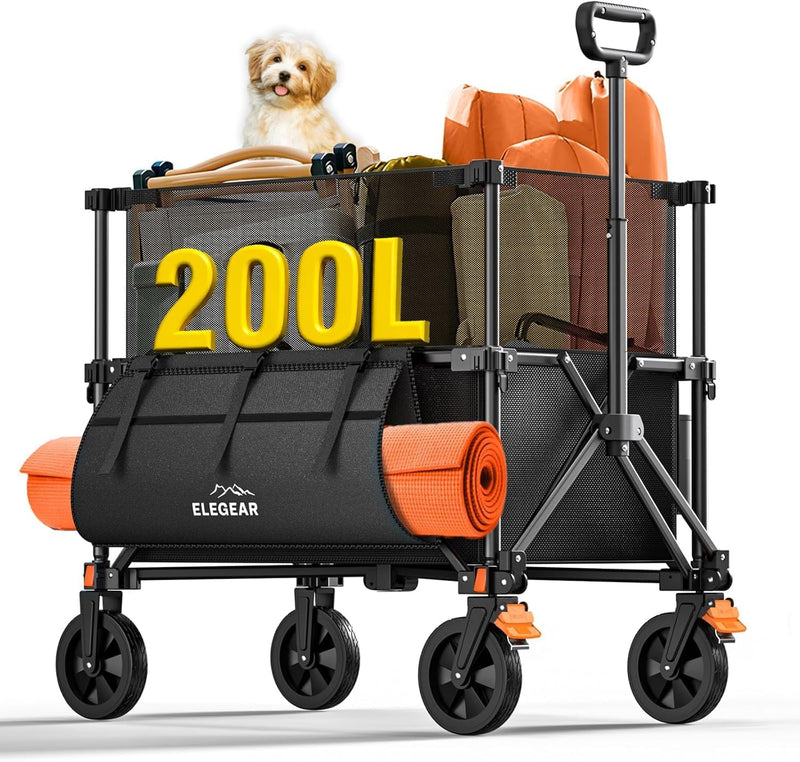 Trolley Cart with Brake 150L Folding Camping Adjustable