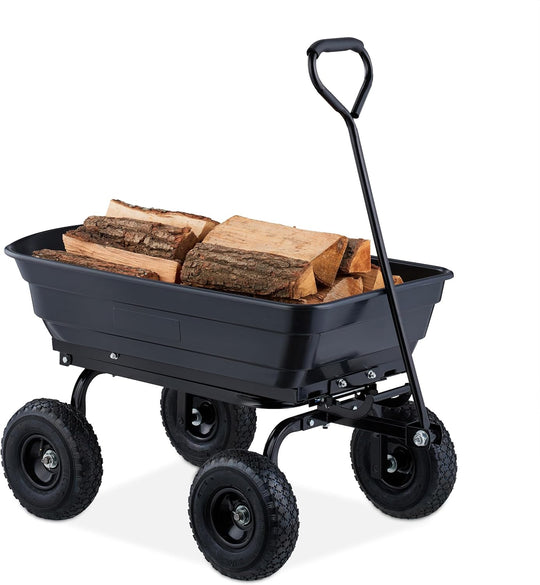 Trolley with Tilt Function Garden Wagon 4 Pneumatic