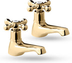 Tudor Bath Taps Traditional Brass Victorian Style Cross (Set of 2)