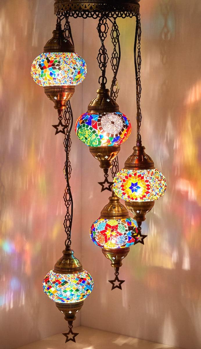 Turkish Moroccan Mosaic Chandelier Lamp Handmade Hanging Ceiling
