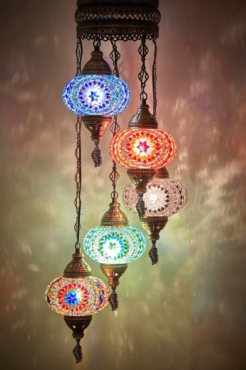 Turkish Moroccan Mosaic Chandelier Lamp Handmade Hanging Ceiling