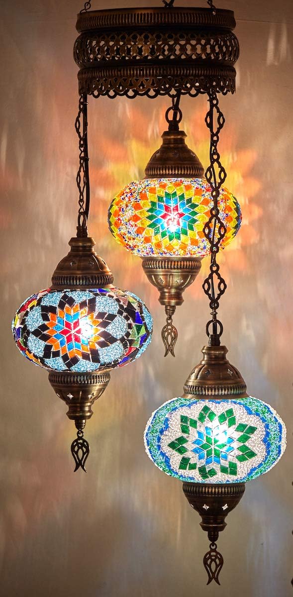 Turkish Moroccan Mosaic Chandelier Lamp Handmade Hanging Ceiling