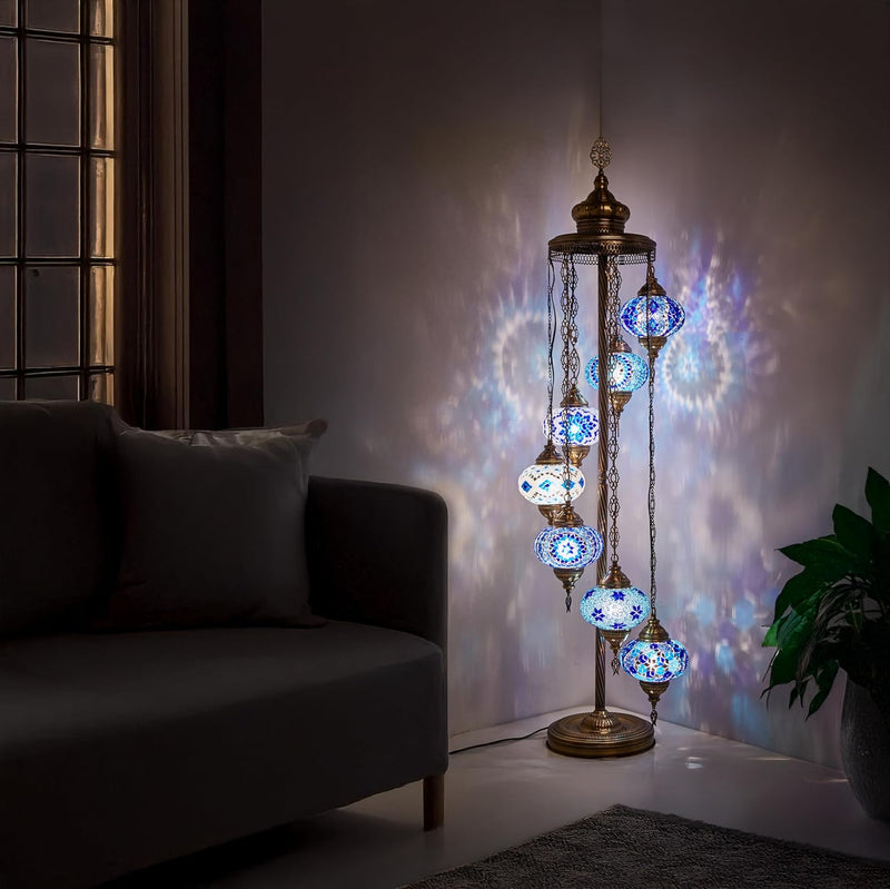 Turkish Moroccan Mosaic Floor Lamp 7 Globes 5FT