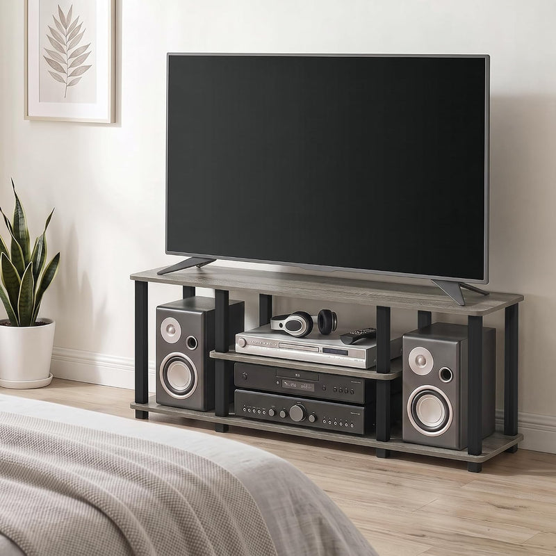 Turn-N-Tube 3-Tier Tool-Free TV Stand Oak