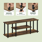 Turn-N-Tube 3-Tier Tool-Free TV Stand Oak