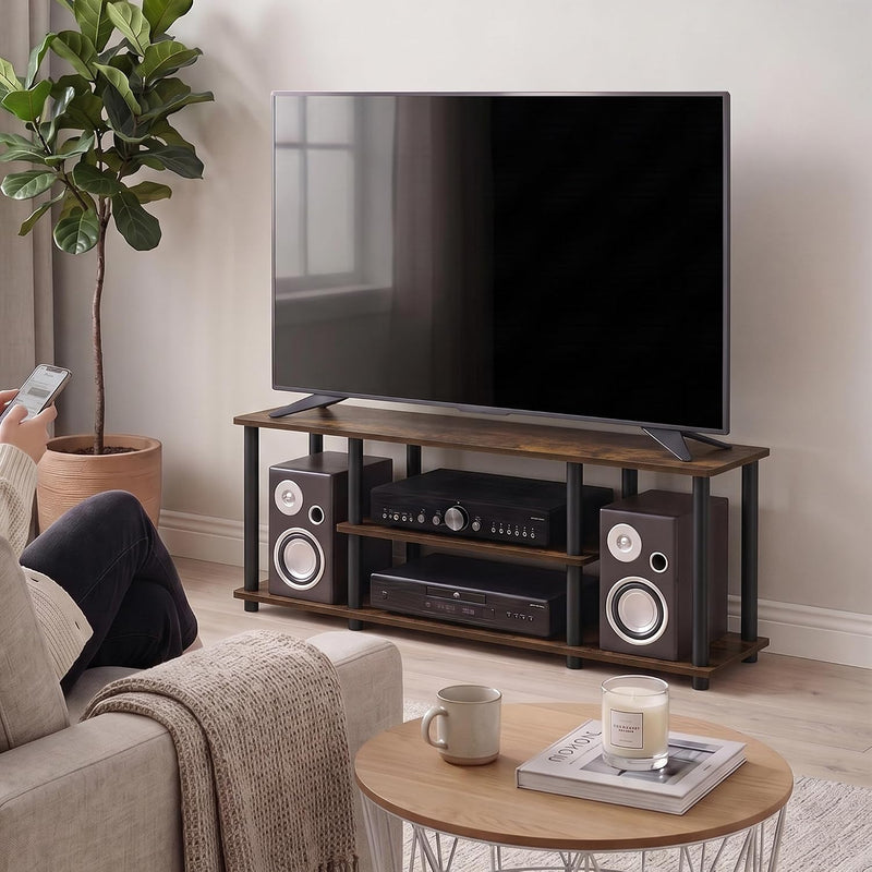 Turn-N-Tube 3-Tier Tool-Free TV Stand Oak