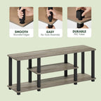 Turn-N-Tube 3-Tier Tool-Free TV Stand Oak