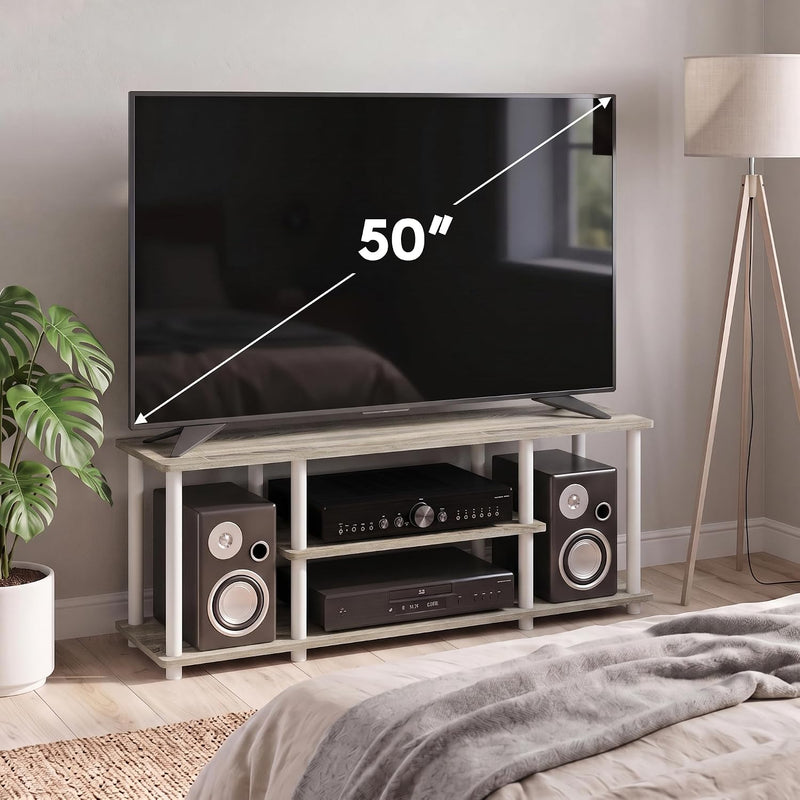 Turn-N-Tube 3-Tier Tool-Free TV Stand Walnut
