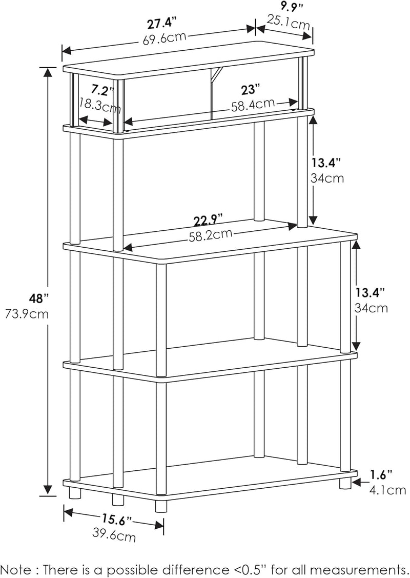 Turn-N-Tube Bakers Rack with Wheels 4-Tier Kitchen Storage