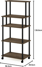 Turn-N-Tube Bakers Rack with Wheels 4-Tier Kitchen Storage
