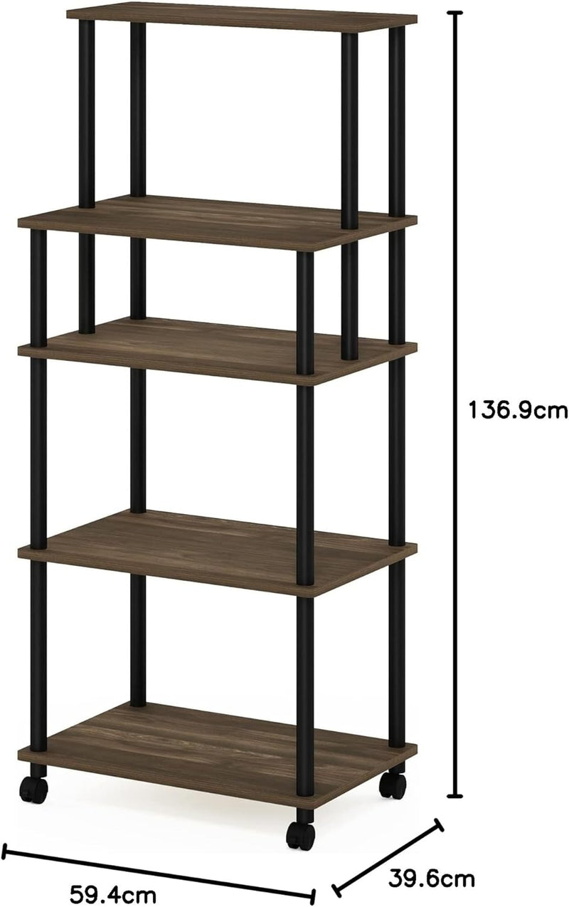 Turn-N-Tube Bakers Rack with Wheels 4-Tier Kitchen Storage