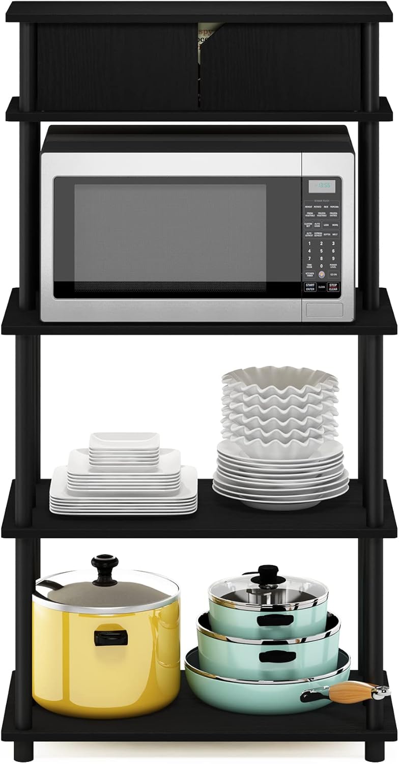 Turn-N-Tube Bakers Rack with Wheels 4-Tier Kitchen Storage