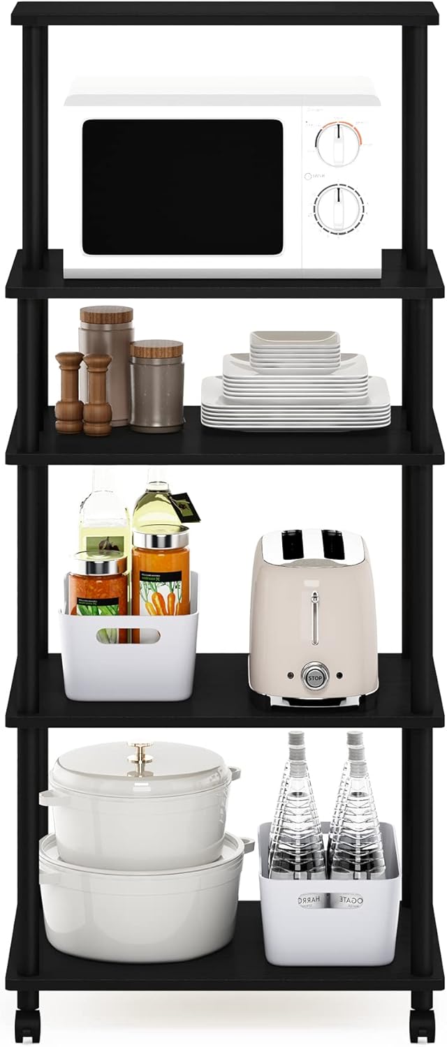 Turn-N-Tube Bakers Rack with Wheels 4-Tier Kitchen Storage