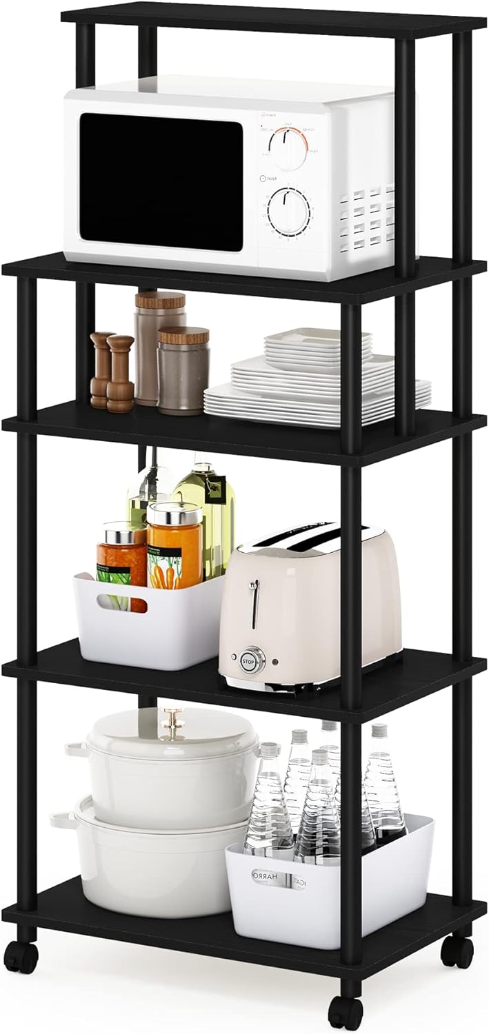 Turn-N-Tube Bakers Rack with Wheels 4-Tier Kitchen Storage