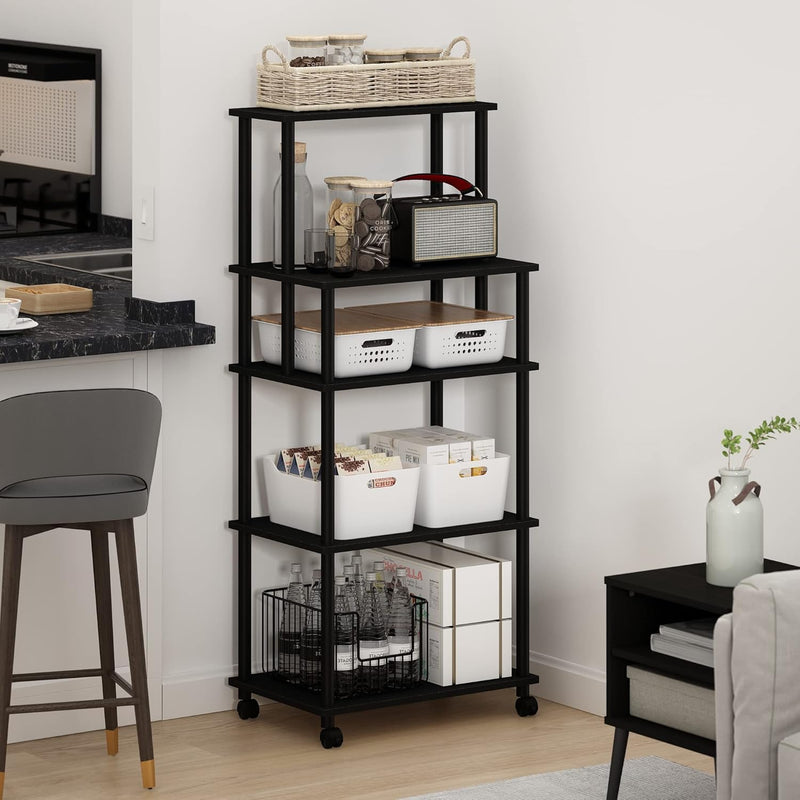 Turn-N-Tube Bakers Rack with Wheels 4-Tier Kitchen Storage