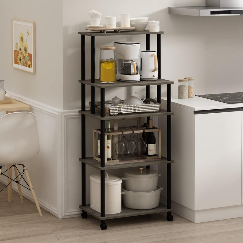 Turn-N-Tube Bakers Rack with Wheels 4-Tier Kitchen Storage